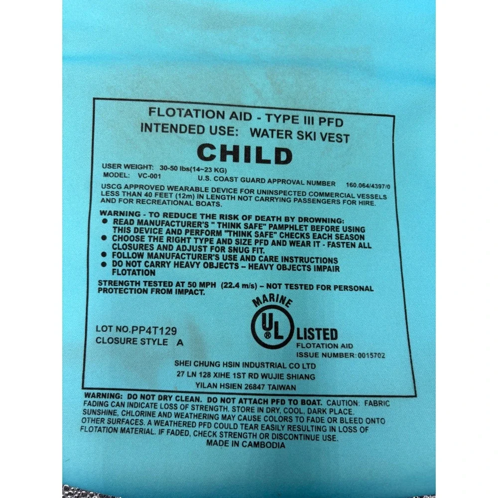 Speedo Child Life Jacket Vest Type III PFD USCG Approved 30-50lbs Pink Flamingo